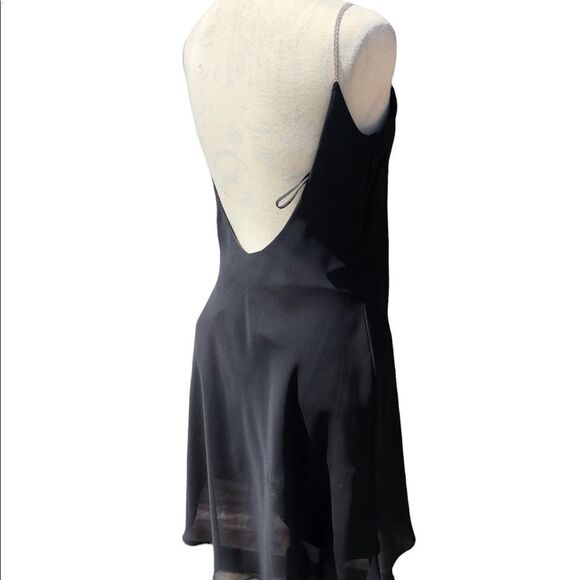 Vintage Dave & Johnny Rhinestone Strap Low Back Bias Cut Little Black Dress - Picture 13 of 16